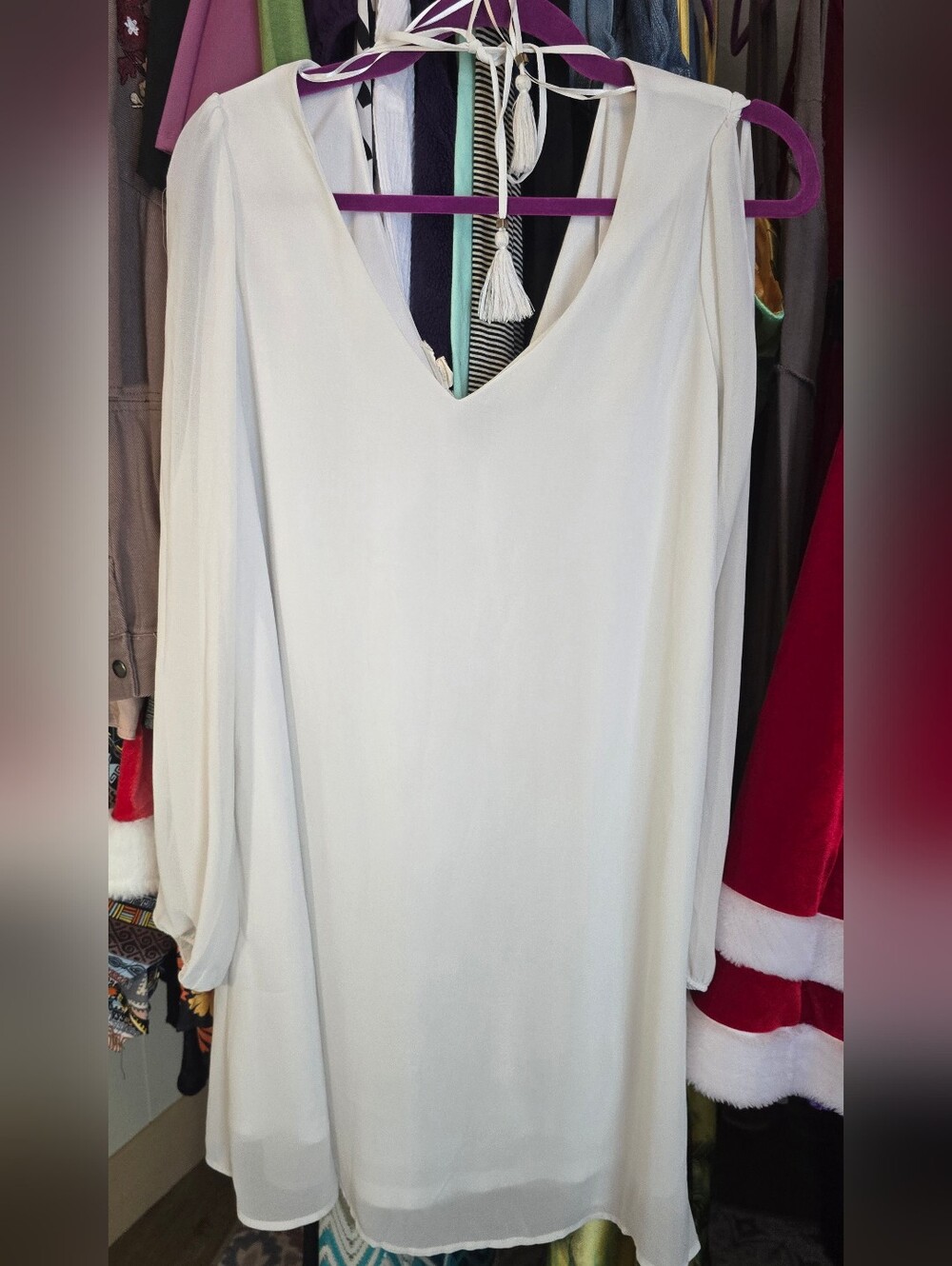 Double Zero White V-Neck Shift Dress